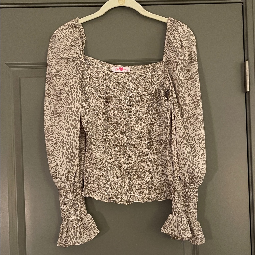 Buddy Love Gray Animal Print Blouse